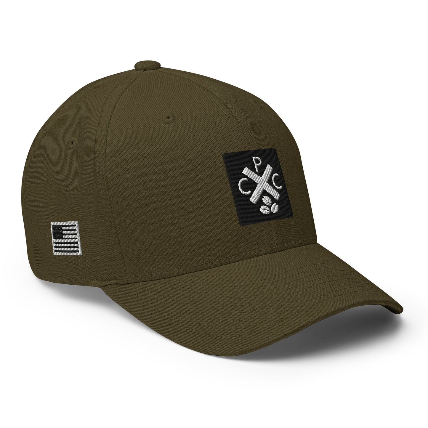 PCC Flexfit hat with front,back and side logo